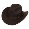 Women Men Western Cowboy Hat, Wide Curved Brim Felt Cowgirl Hat, Vintage Jazz Riding Hat, Removable Hat Belt, Head Circumference 56‑58cm