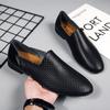 Summer Leather Loafers Men Casual Shoes Luxury Designer 2026 Man Moccasins Breathable Slip On Black Mens Driving Shoes Male Flat