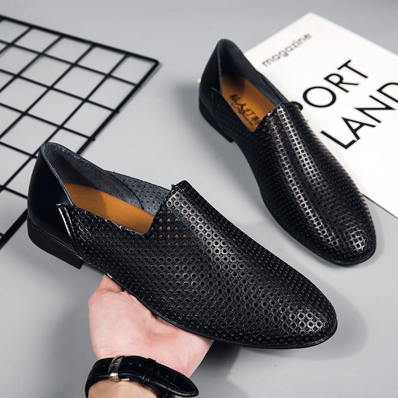 Mocassini in Pelle Estivi Uomo Scarpe Casual Lusso Designer 2026 Mocassini Uomo Traspiranti Slip-on Neri Scarpe da Guida Uomo Piatte