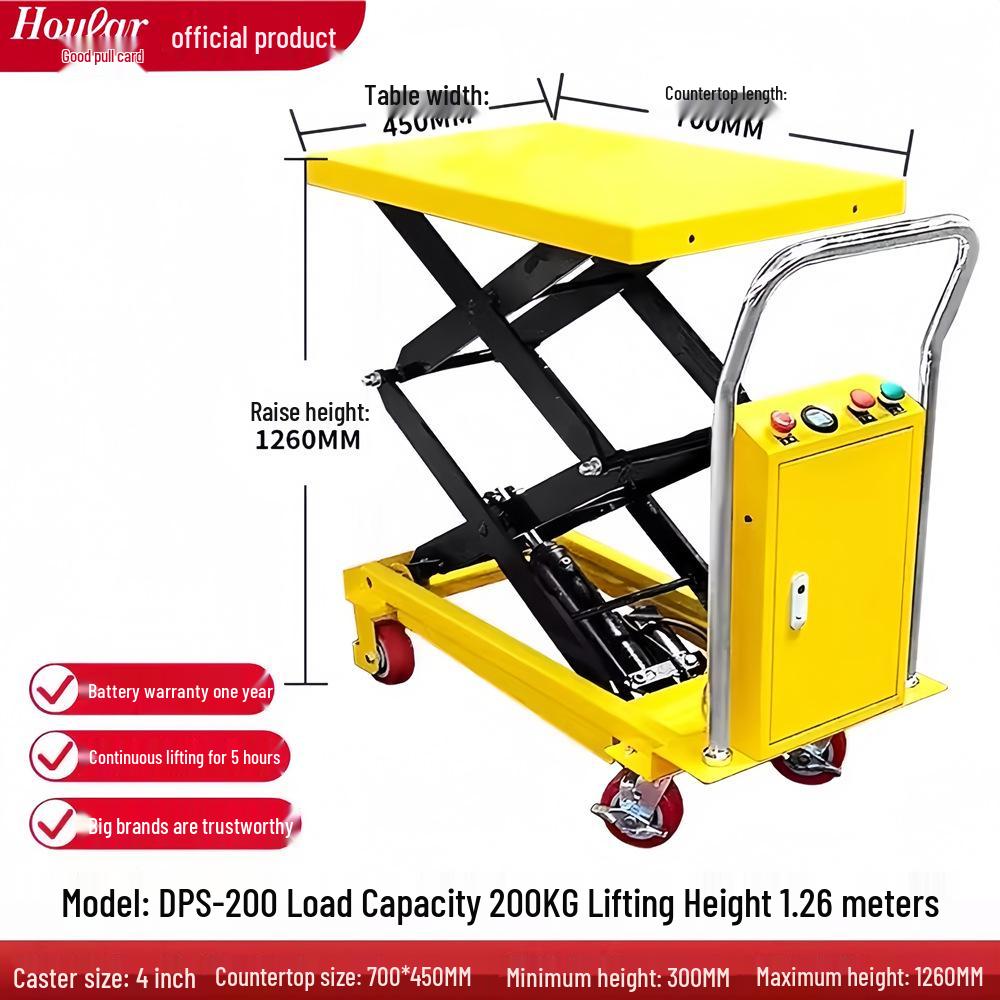 Electric Hydraulic Scissor Lift Cart - Mobile Flatbed Trolley