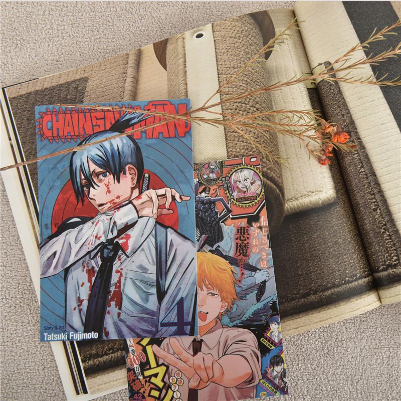 10 Pezzi Anime Giapponese Chainsaw Man Personaggio Poster Adesivo Cartolina Regalo Casa Studio Parete Sfondo Decorazioni Immagini Pittura