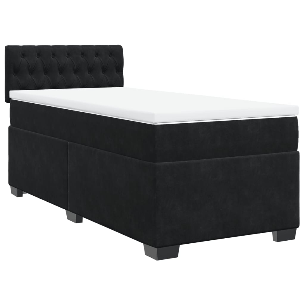 Box Spring Bed with Mattress Black 80 x 200 cm Velvet