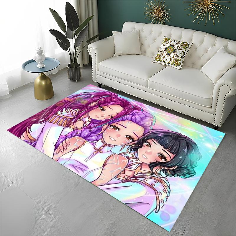 Kpop Lovec démonů Rumi Mira Zoey Kreslená skupina Koberec pro hernu Ložnici Obývací pokoj Pohovku Domácí dekorace, Kusový koberec Protiskluzový