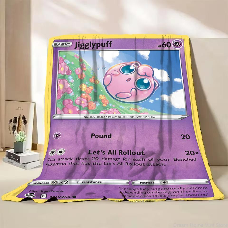 Pokémon Kaart Karakter Cartoon Flanellen Plaid Deken voor Slaapkamer Bed Bank Lunchpauze Picknick Reisdekens Kinderen Zachte Cadeaus
