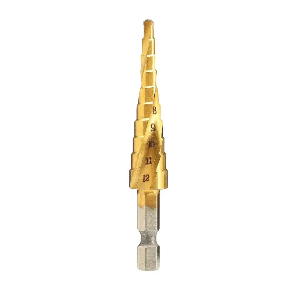 1/4" Hex Shank Step Drill Bit 4-12mm/4-20mm/4-32mm Cone Titanium Coated Metal Hole Cutter HSS High Speed Steel Quick Change