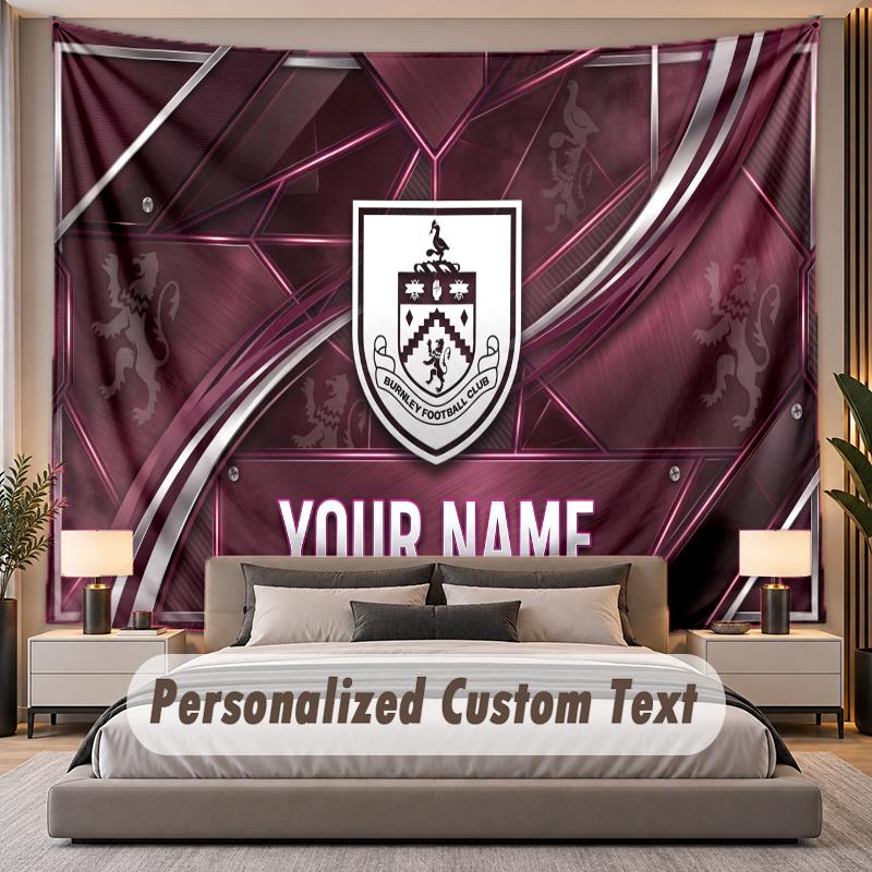 Custom Name Text Tapestry Burnley Football Personalized Polyester Wall Tapestry For Bedroom And Room