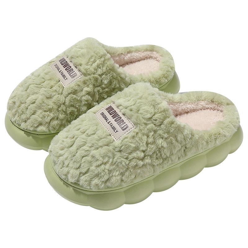 Plush Thermal Cotton Slippers Women's Season Indoor Home Household Bedroom Non-slip Men's Sky Hair Slippers Men