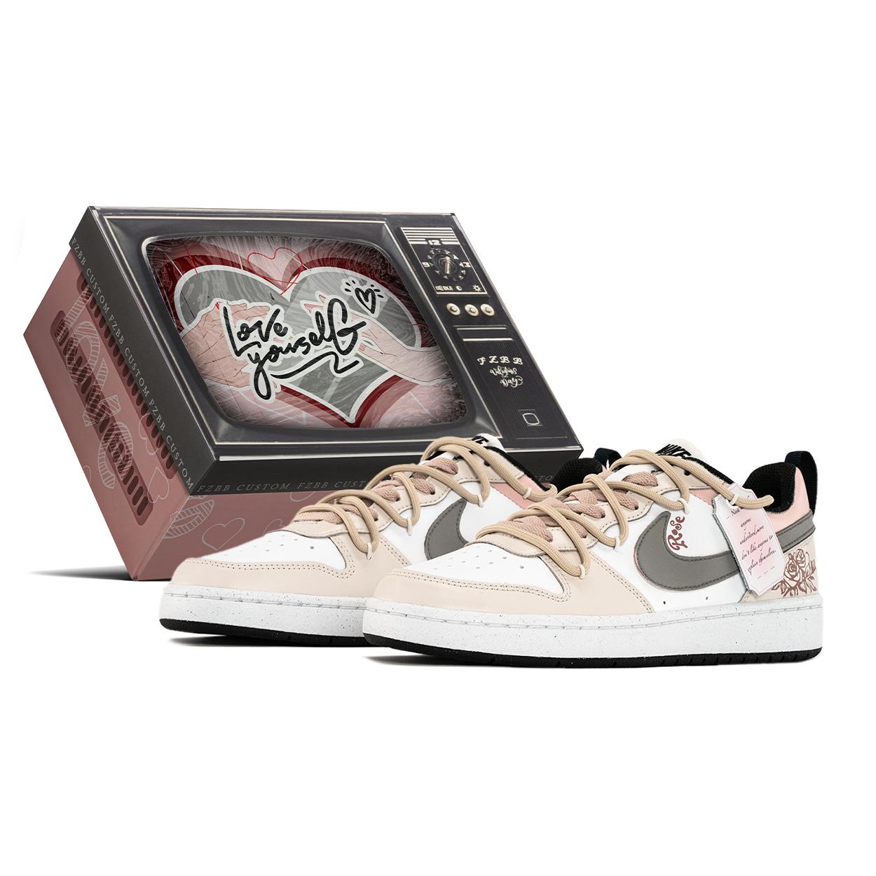 

Nike Court Borough Low 2 Height Increasing Low top Skateboard Shoes Women s Gray Pink BQ5448-115(TeamA-S-BOX) 39