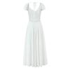 2026 Chic Lace Puff Sleeve Retro V-Neck Backless Evening Dress