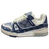 Louis Vuitton Trainer Cow Leather Low Top Skateboard Shoes Unisex Blue White 1ADHIT