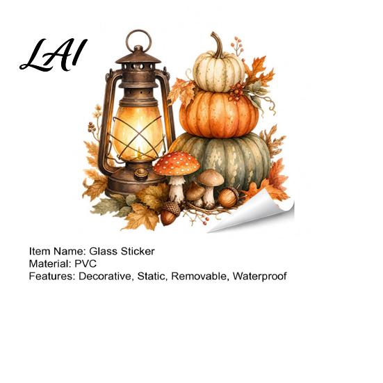 Autumn Window Clings Maple Leaf Pinecone Scarecrow Pumpkin Static Clings Waterproof PVC Seasonal Party Supplies Glass Stickers Removable Decals for