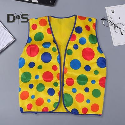 Clown Vest Coat Yellow Dot Print Design Sleeveless Waistcoat Festive Clown Vest Halloween Party Performance Prop