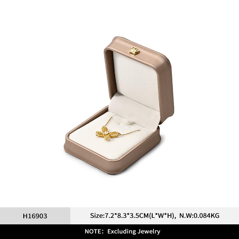 Oirlv Golden Jewelry Ring Box Leather Earring Necklace Pendant Gifts Display Box For Proposal Engagement Wedding Packaging Box