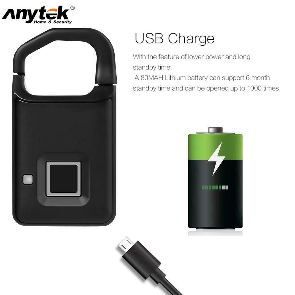 Portable Smart Fingerprint Keyless Phone APP Padlock Door Lock