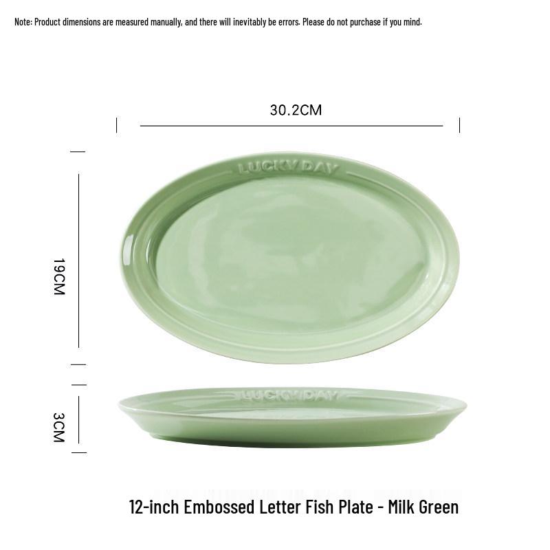 Creative Matcha Green Embossed Ceramic Dishware Set: Includes Plates, Rice Bowls, and Large Soup Bowl