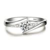 Cute Female Small Round Zircon Stone Ring Vintage Silver Color Wedding  Promise Crystal Engagement Rings For Women