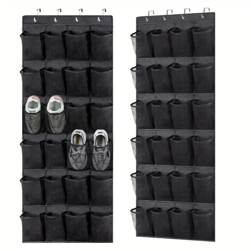 Multi Functional Shoe Storage Hanging Bag Behind The Door, Household Wall Mounted Miscellaneous Storage Pocket, Storage Bag, Hanging Shoes 24 grids чёрный