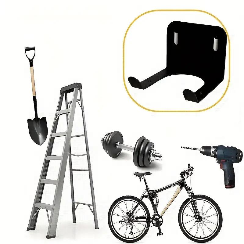 1Pcs Storage Hook With Ventilation Slots Black Metal Tool Easy-To-Install Garage Organizer For Lawn Mowers And Branch Trimmers