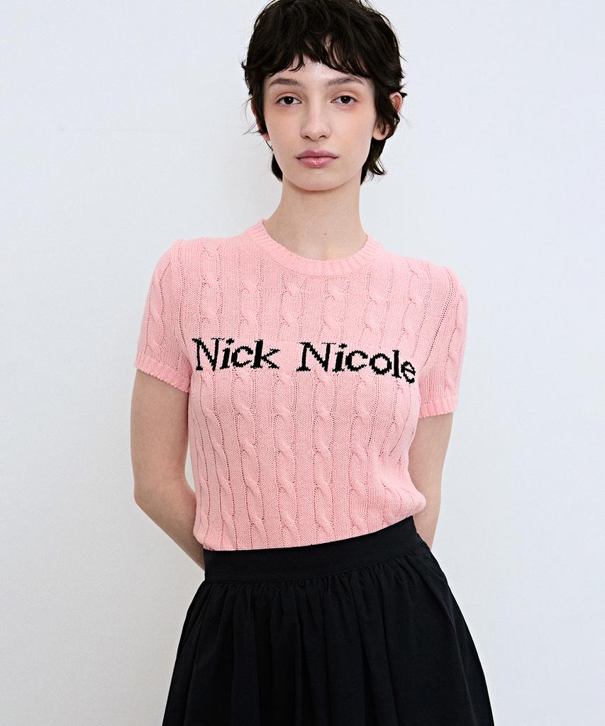 Nigaennikol Nick Nicole Cable Half Knit_Pink