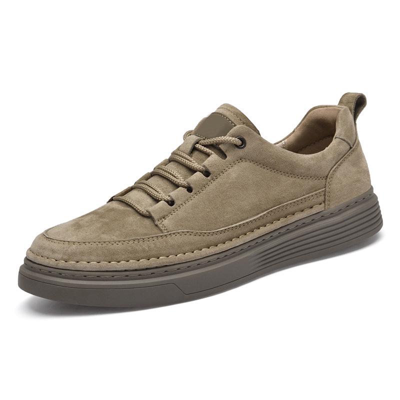 Men s Retro Leather Business Casual Shoes - Trendy Board Shoes for Spring and Autumn 42 хаки