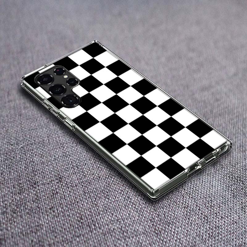 

Retro Classic Chess Board Grid Phone Case For Samsung Galaxy S24 S23 S21 S20 FE S22 S26 Ultra S25 Edge S10 Plus Cover Clear TPU Samsung S20 Plus