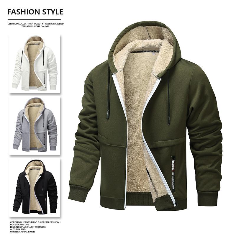 European & American Men's Thick Fleece Hoodie - OZON Hooded Loose Jacket, Baseball Style