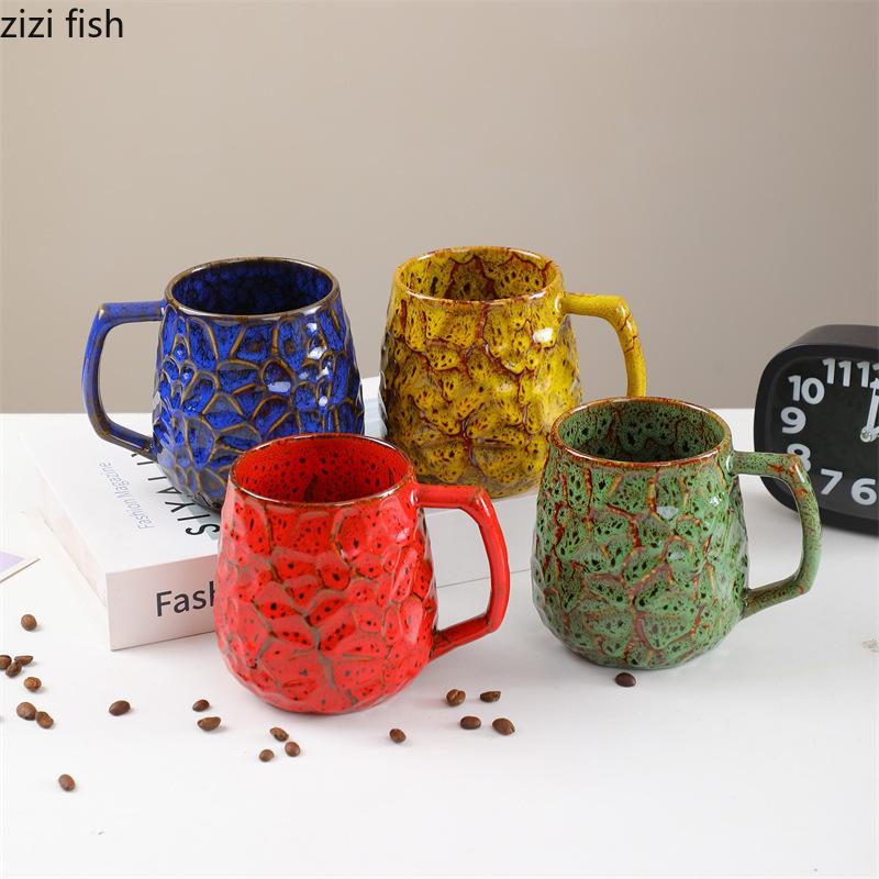 Large Capacity Water Cup Kiln Transmutation Ceramic Mug Coffee Cups Afternoon Tea Mug Breakfast Cup Beverage Mugs Coffee Mugs