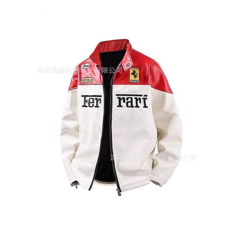 PU Leather Embroidered Jacket Unisex Streetwear Loose Fit Casual Outerwear Couple Style