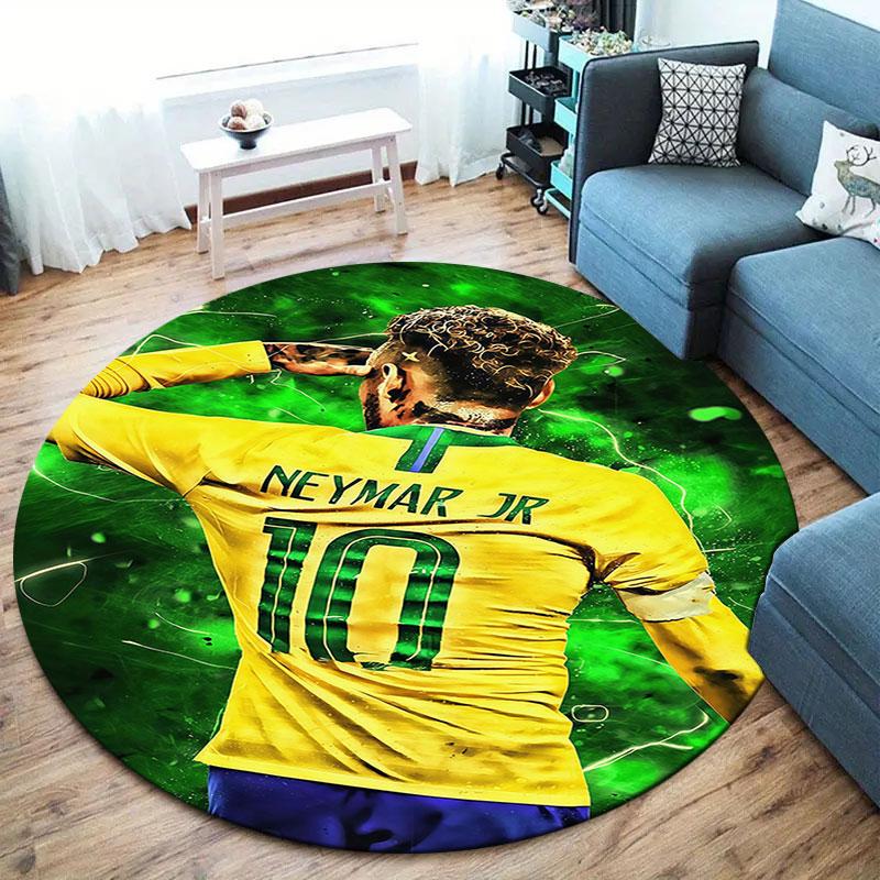 Neymar Round Area Rug,Carpet Rug for Living Room Bedroom Sofa Playroom Decor,Non-slip Floor Mat