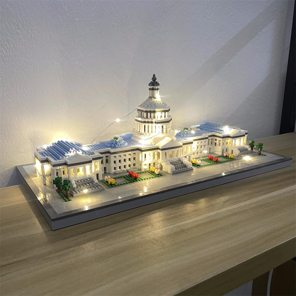 Knew Built Micro Mini Building Block with USB LED Light White House Toy Architecture Model Ideal Decorative Piece Home Office