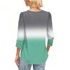 Women's Fashion Casual Gradient, Tie- Print Round Neck Cropped Sleeve T-shirt Top