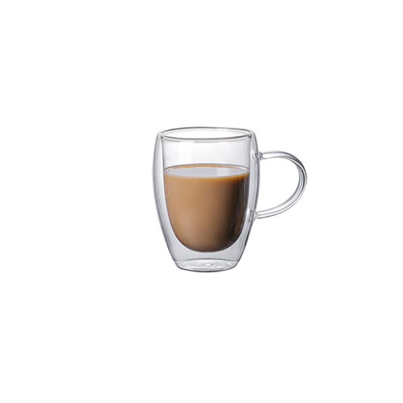 150-450ML Double-layer Transparent Glass Coffee Cups with Handle Double-layer Heat Insulation High Temperature Juice Milk Cups