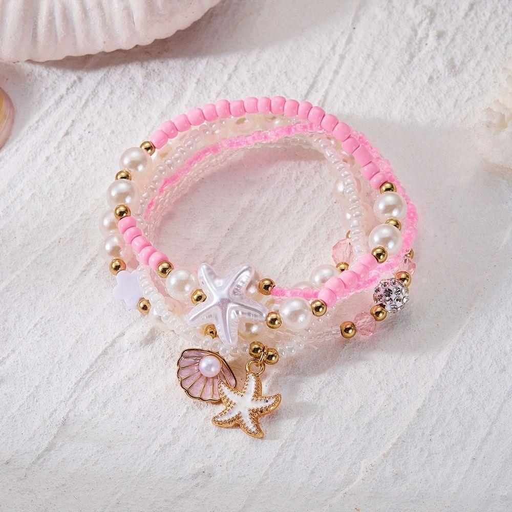 Open Bangle Shell Bracelet Set Gold Color Bohemian Bracelet Set  Women Jewelry