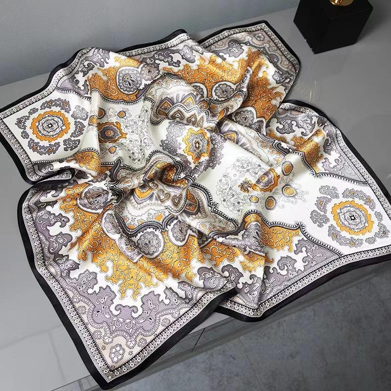 Three-dimensional Letter Printing New Small Square Scarf Accessories Silk Scarf Career Dress Neckerchief Versatile Silk Scarf