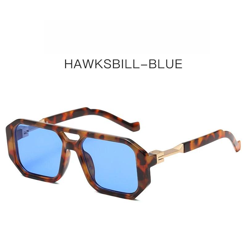 Trendy Retro Art Double Beam Box Sunglasses UV400 Protection Fashion Street Photography Sunshade Glasses