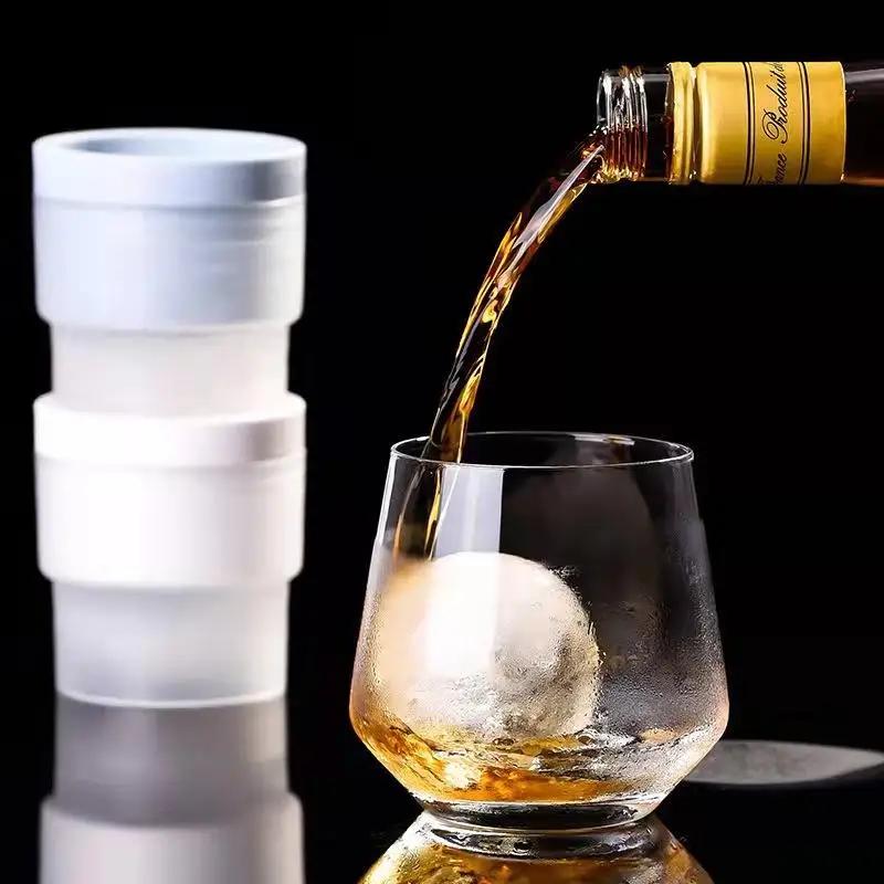 Silicone Ice Ball Mold Whiskey Spherical IceCube Light Bulbs Round Ice Ball Maker for Whiskey, Cocktail and Drink Bar Ice Maker