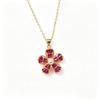 Stainless Steel Chian Red Green Zircon Flowers Pendant Necklace For Women New Luxury Girls Lucky Chain Birthday Jewelry Gifts