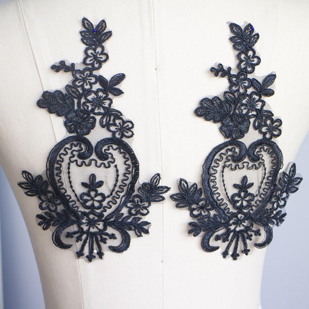 2pcs Handmade Craft Embroidered Lace Patch Floral Design DIY Sewing Lace Accessories  Quilting