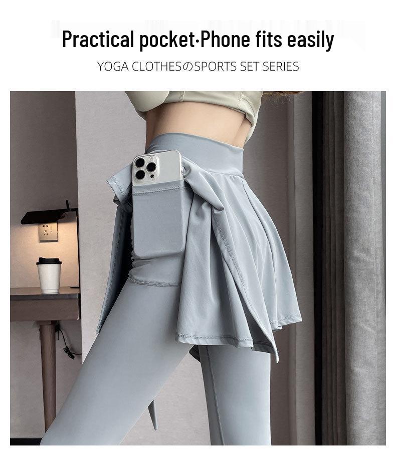 Women's Plus Size Quick-Dry Yoga Skirt-Pants, Anti-Exposure, Autumn Fitness Long Pants