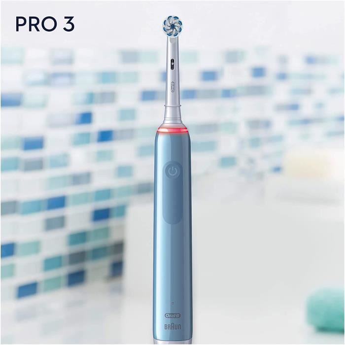 Brosse à dents électrique - Oral-B - Pro 3 - Capteur de pression - Autonomie 2 semaines - Modes de nettoyage
