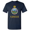 Kansas State Flag - Hometown Pride Local Souvenir Basic Cotton T-Shirt - Navy