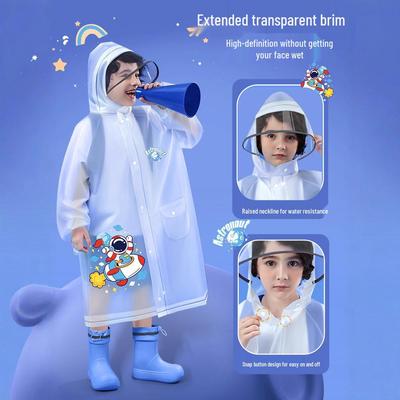 Children's EVA Raincoat: Extended One-Piece Schoolbag Poncho for 6-Year-Olds, Ideal for Rainstorms and Hiking