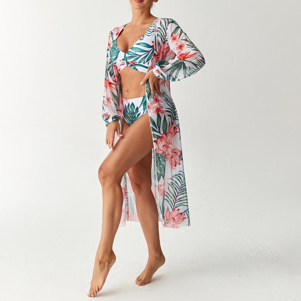 2026 Sexy Plus Size Women's Printed Bikini 3-Piece Set - European & American Swimwear