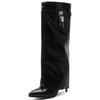 Turned-over Edge Knee High Boots Women Shoes Sexy Key High Heels White Black Western Boot Female 2024 New Trends Party Shoes