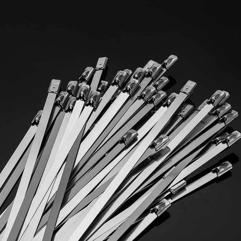 100Pcs 304 Stainless Steel Self-Locking Cable Ties Self-locking Fastening Rings  Exhaust Pipe