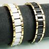 Gold Color Stainless Steel with White/Black Ceramic & Hematite Beads Bracelets for Men Romantic Jewelry Gift for Boyfriend Male