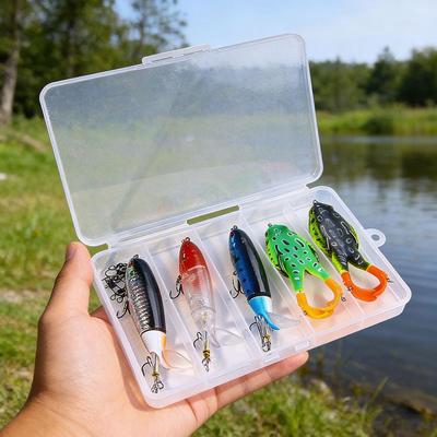 5 pezzi Esca Topwater Popper Elica Topwater Esca Artificiale Hard Crankbait Wobbler Coda Rotante Attrezzatura da Pesca