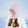 Winter Warm Pullover Hat Scarf Mask Integrated Hat Women's Outdoor Riding Fleece Ear Protection Knitted Wool Hat