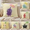 Cartoon PPIKMINS Cushion Cover Silky Short Plush Sofa Pillow Cover Hidden Zipper Soft Dustproof Case for Home Decor