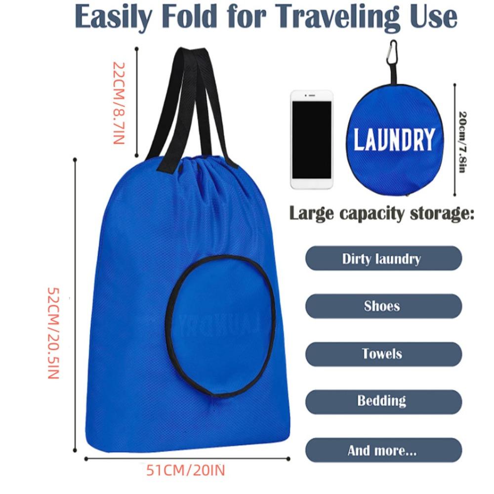 2Pcs 20.5"×20“ Travel Laundry Bag Polyester Travel Storage Bag  with Handles and Carabiner